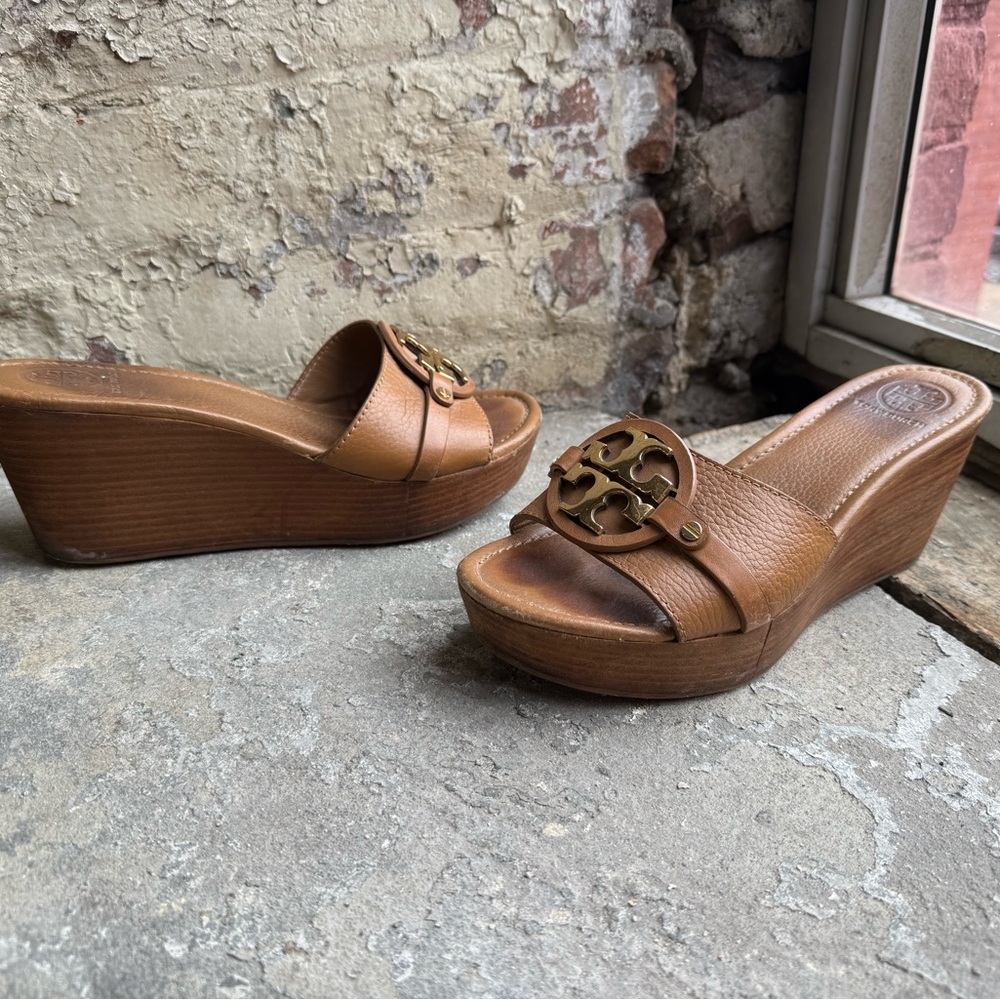 Tory Burch Leather Patti Wedge Platform Sandals